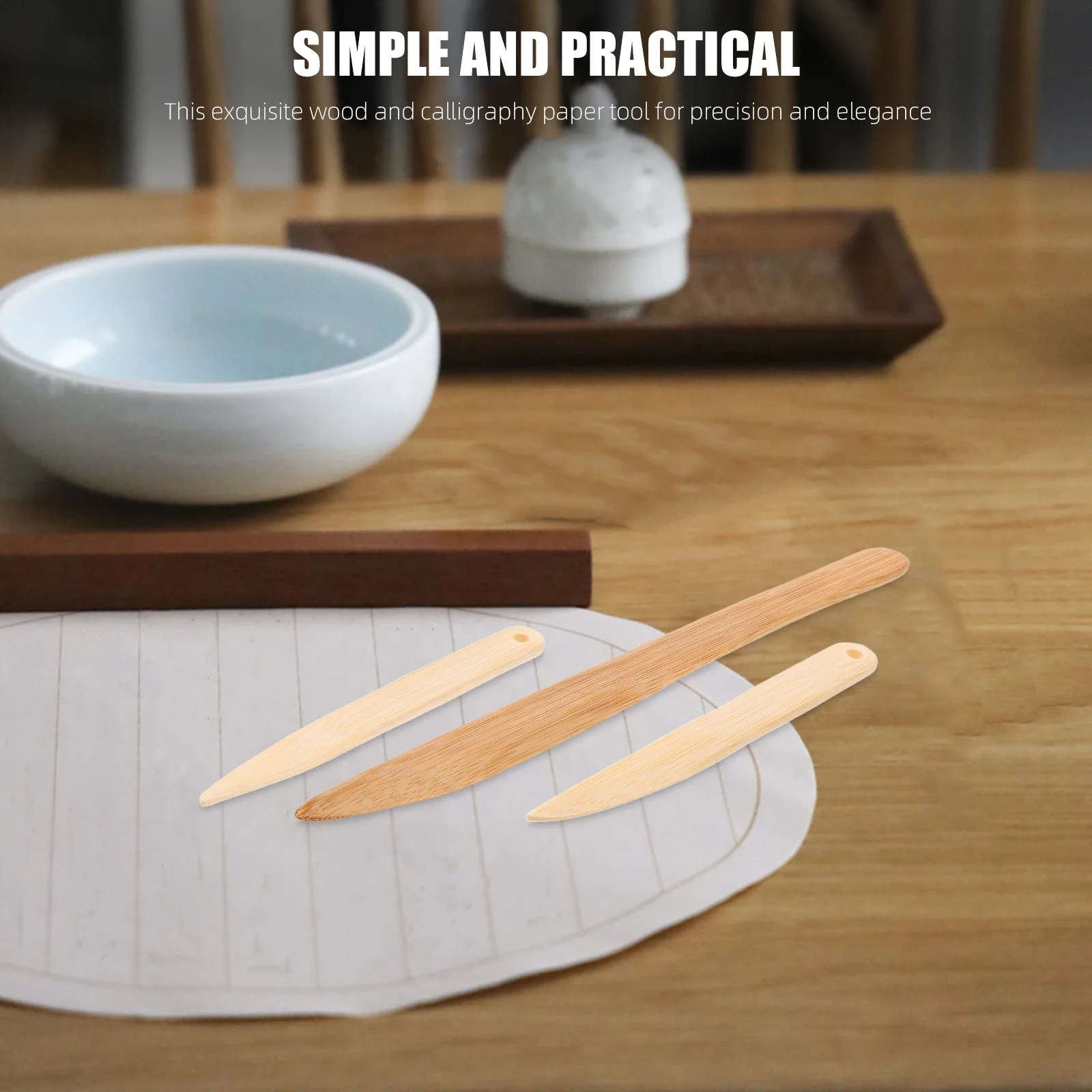 3 قطعة قطع الورق الخط الصيني مقبض خشبي شفرة حادة لتنظيف القطع المستقيمة في الحرف الفنية ومشاريع ذاتية الصنع