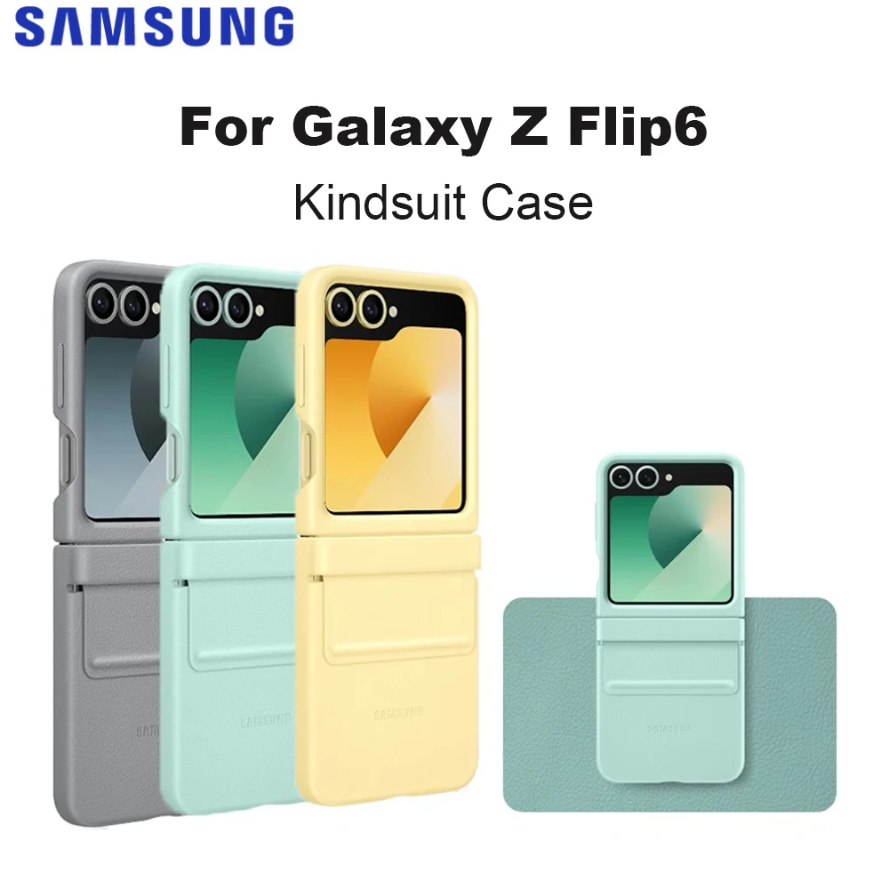 Original Samsung Galaxy Z Flip6 Kindsuit Case Z Flip6 Smartphone Cover Vegan Leather Protective Case EF-VF741