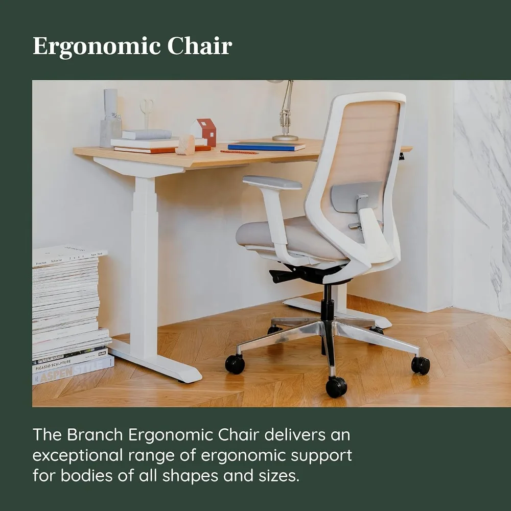 Chaise Ergonomique Polyvalente avec Support Lombaire Réglable, Dossier en Maille Respirante et Roues Lisses