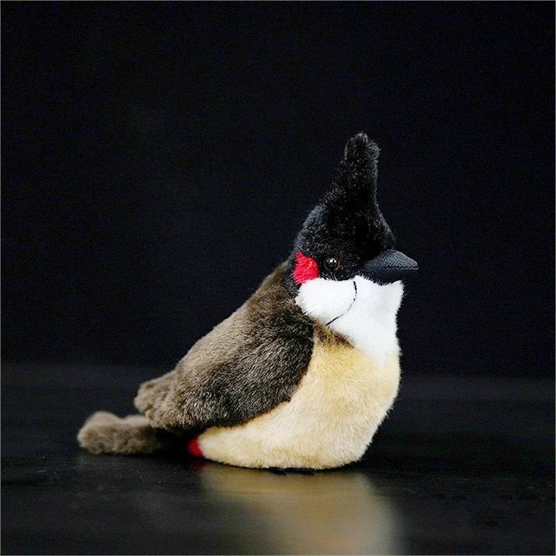 Realistic Jambul High Fidelity Red-Whiskered Bulbul Plushie Tit Peluche Lifelike Bird Stuffed Animals Simulation Toy For Kids