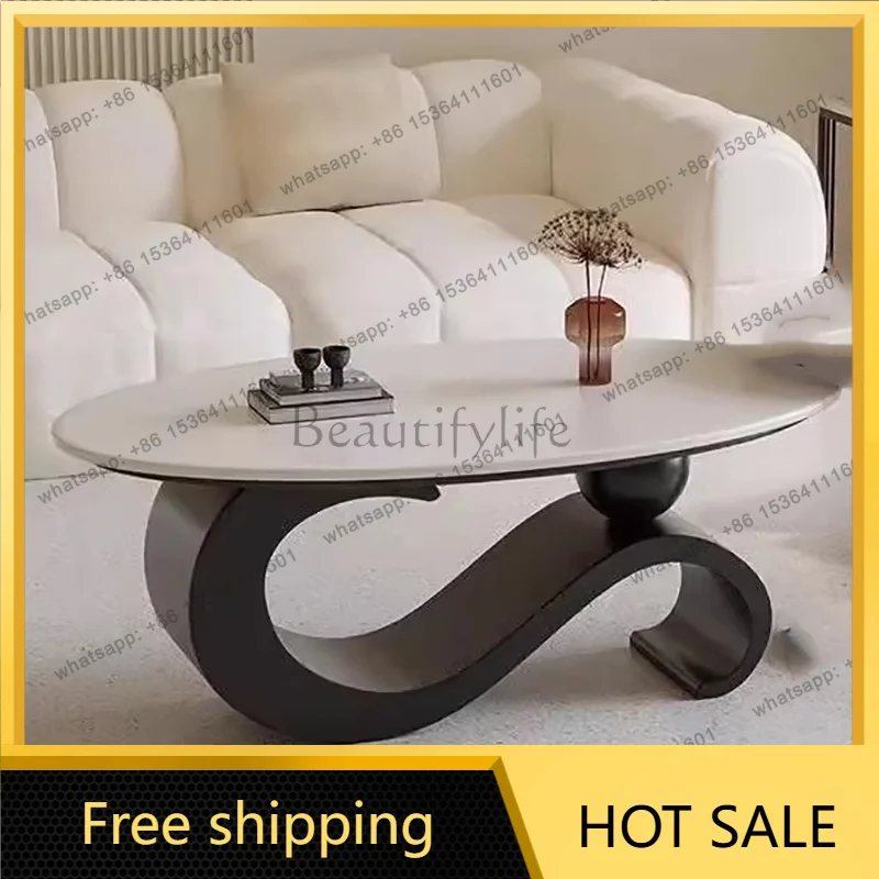 XX.Mid Century Retro Coffee Table Beauty Luxury Oval Nordic Coffee Table Aesthetic Classic Table Basse De Salon Home Furniture