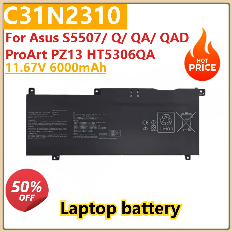 

Brand New High Quality 11.67V 6000mAh C31N2310 Replacement Laptop Battery For Asus S5507/ Q/ QA/ QAD