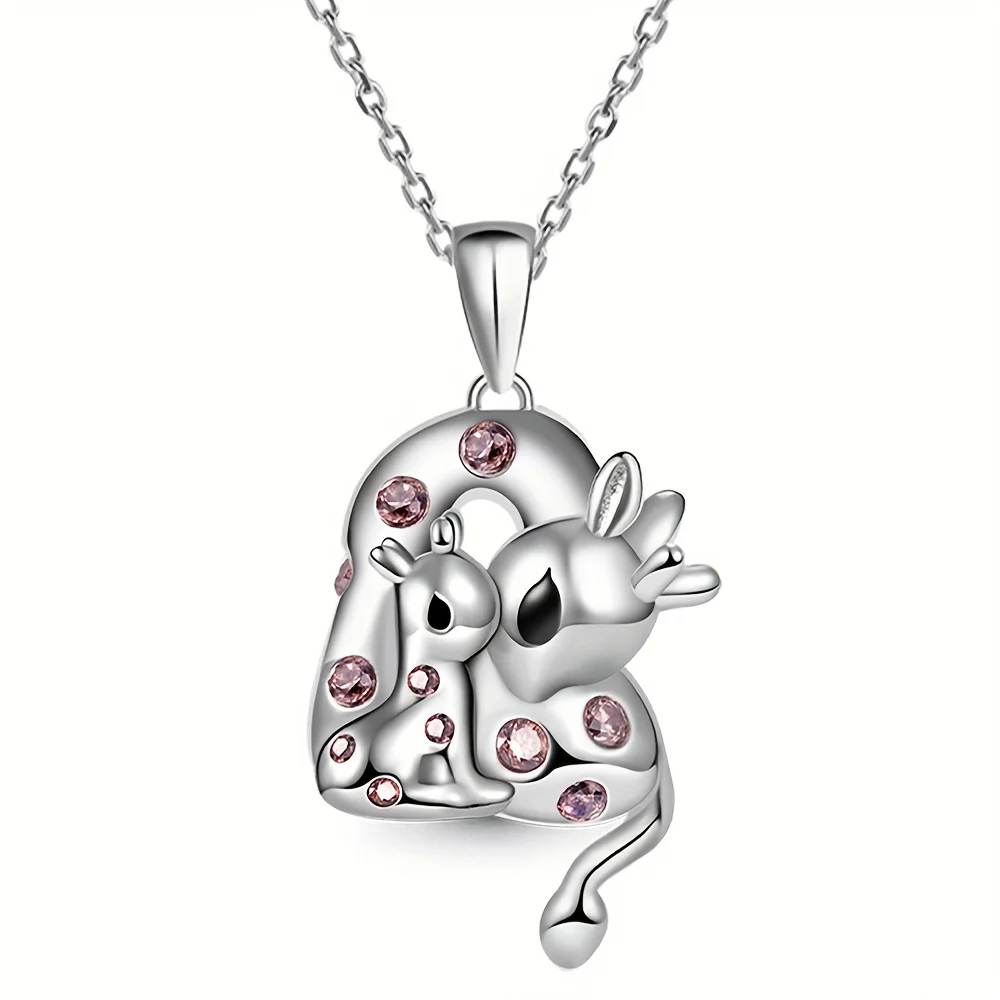 Beautiful Fashion Giraffe Mother Daughter Love Pendant Necklace Charm Jewelry Women Necklace Perfect Gift For Girls Women