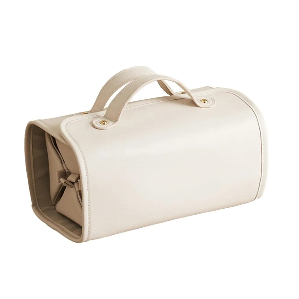 AT42 Bolsa organizadora de maquiagem para viagem de grande capacidade com design dobrável Bolsa de higiene pessoal e maquiagem à prova d'água branco cremoso