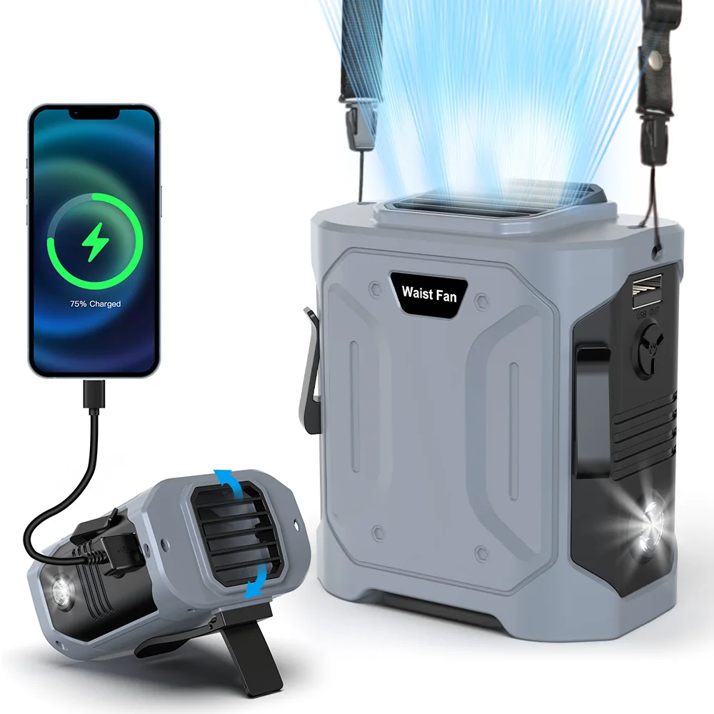 

Suitable forWaist Fan Outdoor Portable LED Neck USB Fan Construction Site High Wind Cross-border Digital Display Mini Waist Fan