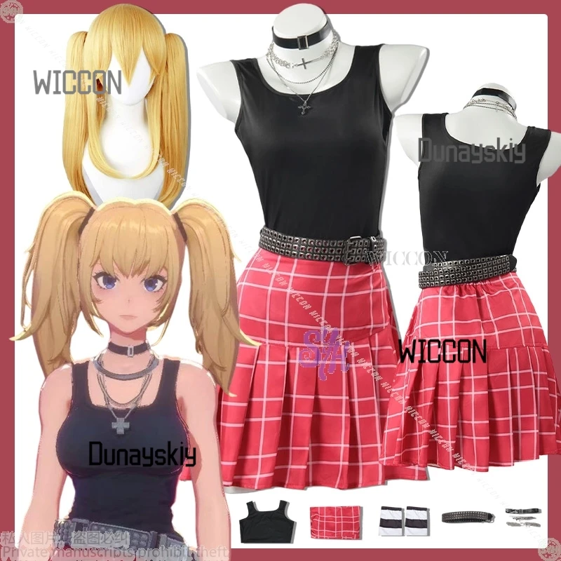 

Ani Virtual Girlfriend Grokkk Anime Game Cosplay Costume Jirai Kei Girls Black Vest Red Plaid Mini Dress Y2K Fashion Halloween