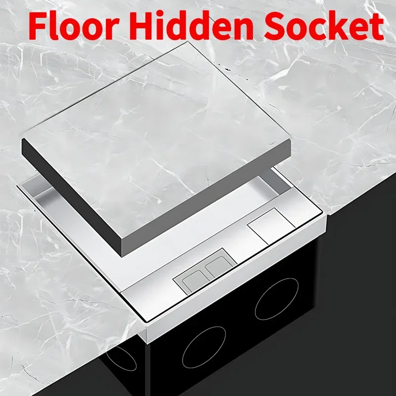 

Hidden Floor Socket with USB Charging Ports, 304 Stainless Steel Underground Power Outlet, EU FR BR IL IT Standard, 130×130mm