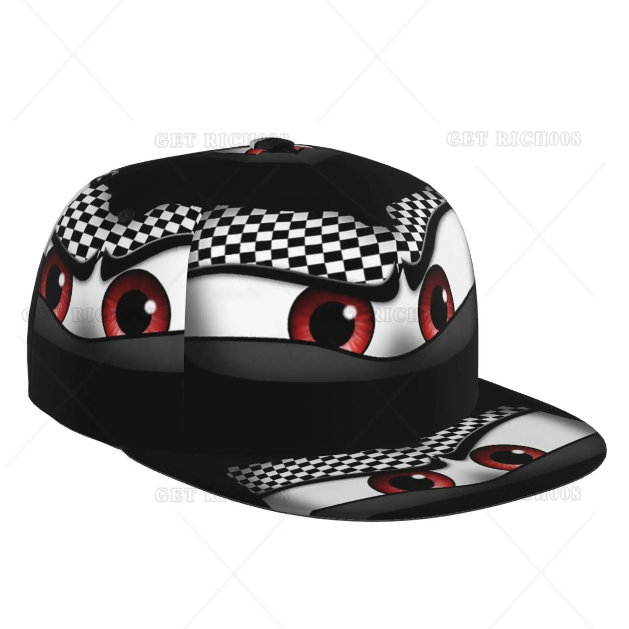 Race Car Eyes Flat Baseball Cap Hip Hop Snapback Hat Four Seasons for Men Women Teens One Size Adjustable Hiking Sports