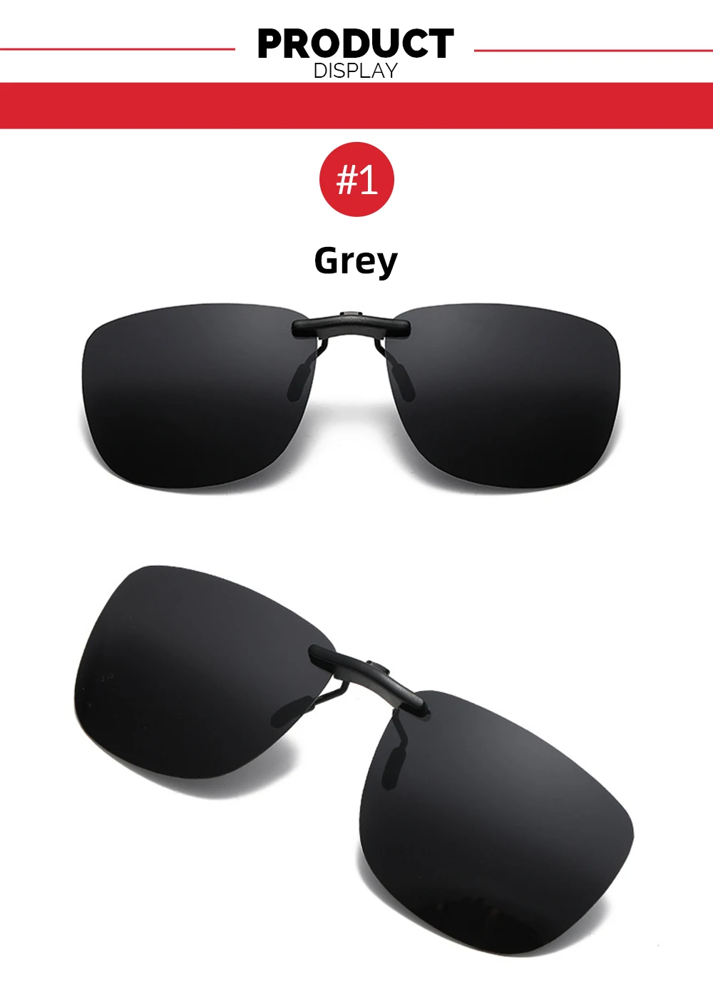 Quadratische Clip-On-Sonnenbrille für Damen, polarisiert, schwarze Linse, UV400, Nachtsicht, Fahren, Herren, Brille, Clips, blendfrei, Vintage-Brille – Detail 10