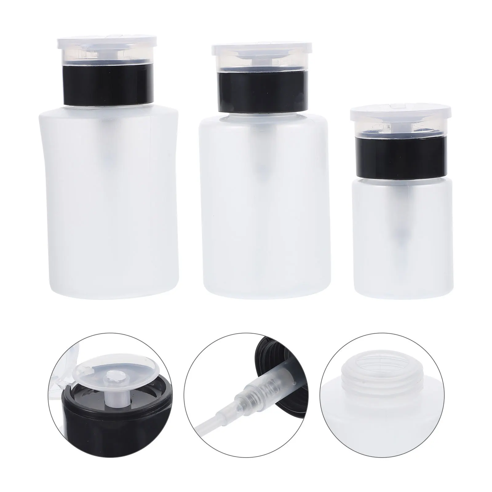 3 個の空のプレスポンプボトルマニキュアリムーバーディスペンサー詰め替え可能な液体収納旅行メイク落としマニキュア用品