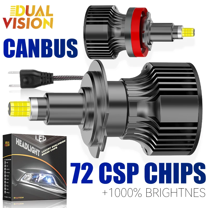Faros Delanteros LED 360 3D CSP para Auto, H7 H1 H11, Lentes H8 H9 9005 9006 HB3 HB4 9012 HIR2, Lámpara Antiniebla 6000K, Kits de Retrofit, Kits de Luces para Auto