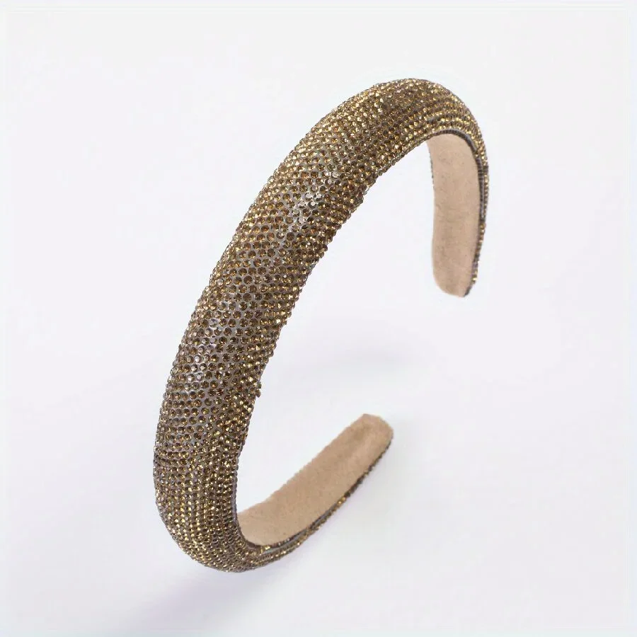

Rhinestone Hair Hoop Wide Design Non-Slip Comfort Solid Color for Women Girls Daily Casual Hair Accessories Headwear