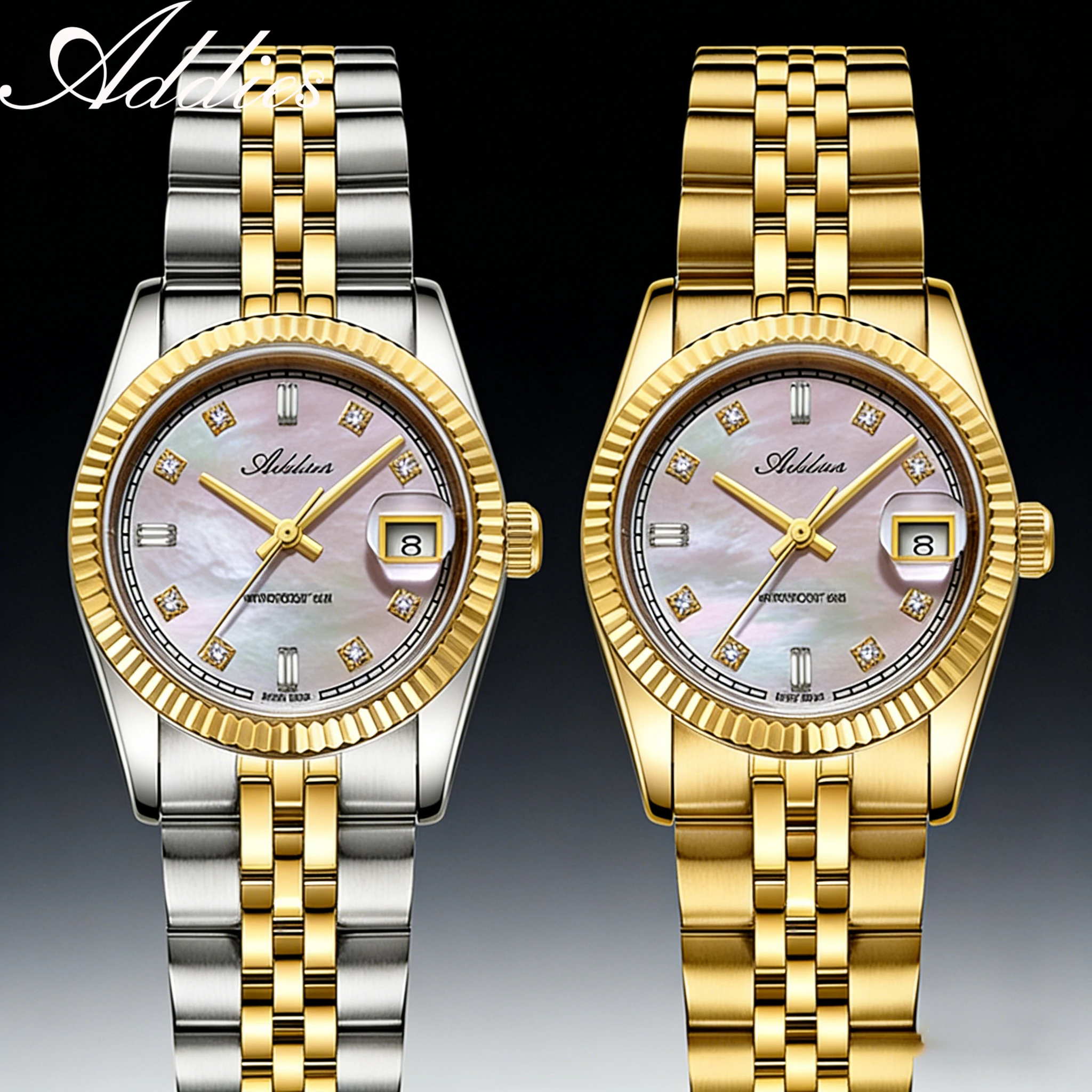 

ADDIES New Luxury Women's Watches Sapphire Glass Swiss 585 Quartz Movement 5Bar Waterproof 316L Stainless Steel Ladies Watch