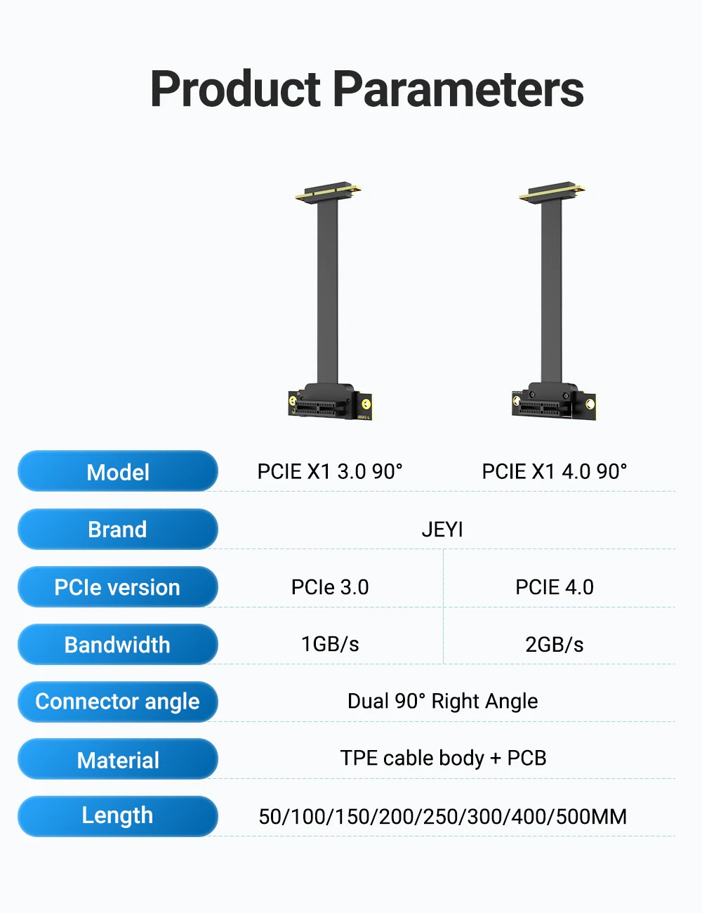 JEYI PCIe 3.0/4.0 X1 Riser-Kabel, 90 ° Rechtwinkliges PCI Express X1-Verlängerungskabel für PCIe-WLAN-Karte, M.2-Adapter, USB-PCIe-Karte – Detail 9