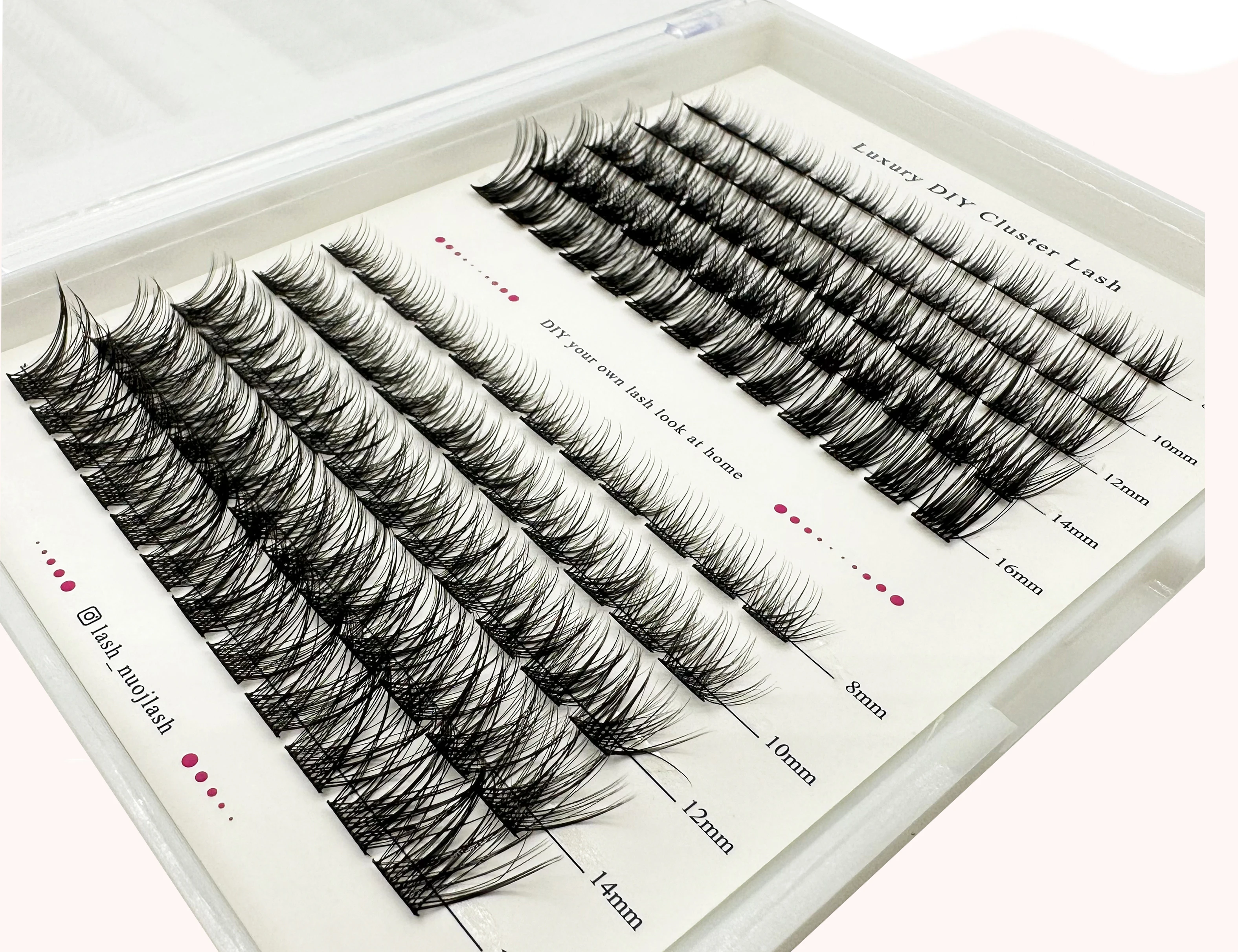 NUO Makeup Luxus-DIY-Cluster-Wimpernverlängerung, auf Kleberbasis, durchschnittliches Wimpernsegment, einzelne Wimpern, 3D-Bandwimpern, Private Label – Detail 6