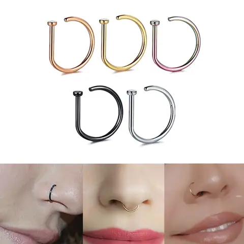 Fake Nose Ring Clip On Stainless Steel Non Piercing Hoop Septum Nose Clip Body Jewelry Unisex Minimalist Punk