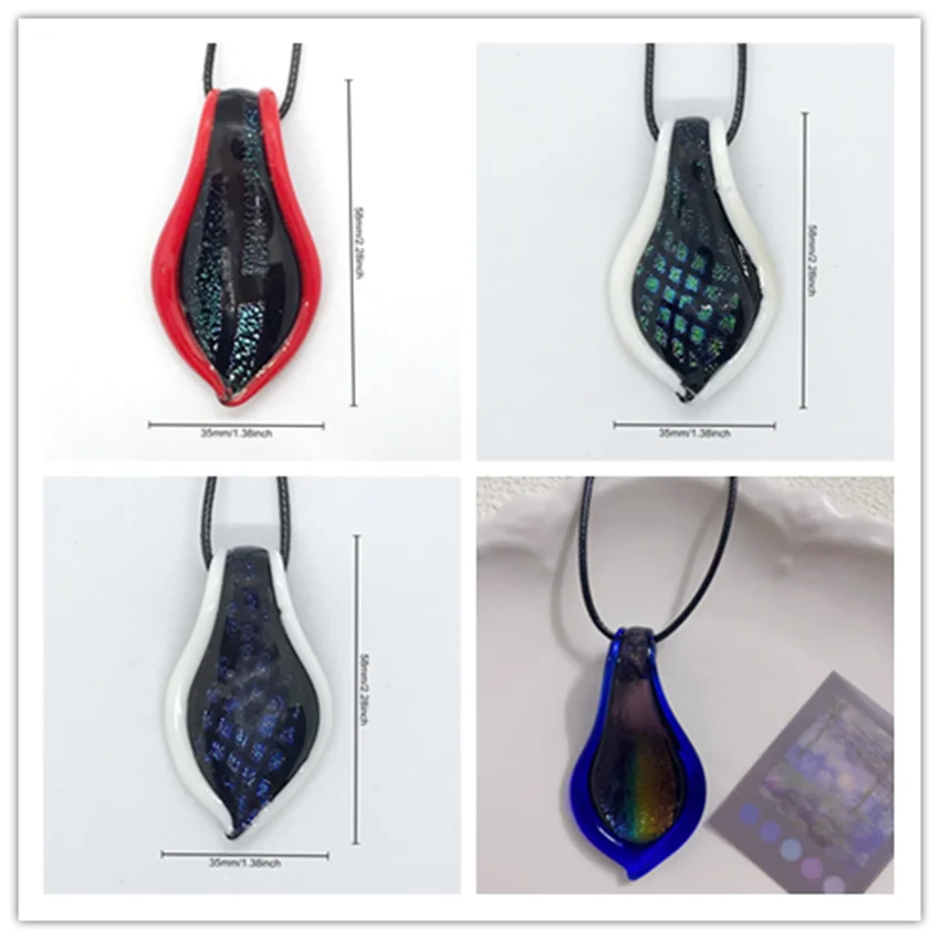 Handmade Murano Lampwork Glass Double Layered Colorful Pendant Fit Necklace  Chinese Style Different Shapes Gift