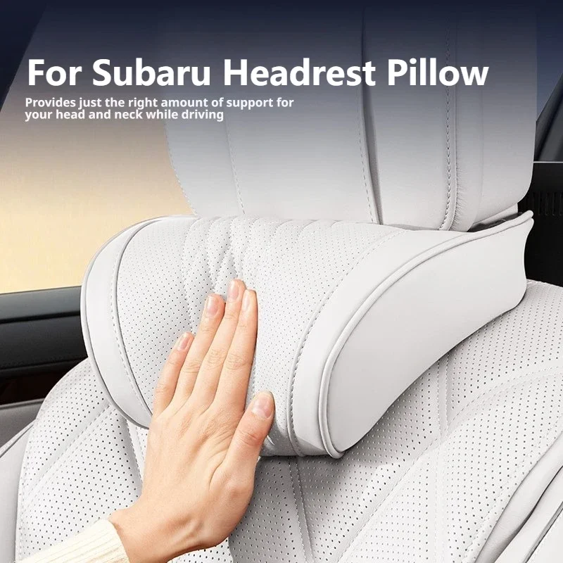 Memory Foam Nappa Leather, Car Neck Pillow, For Subaru Outback Forester Impreza Crosstrek Ascent BRZ, Luxury Car Interior