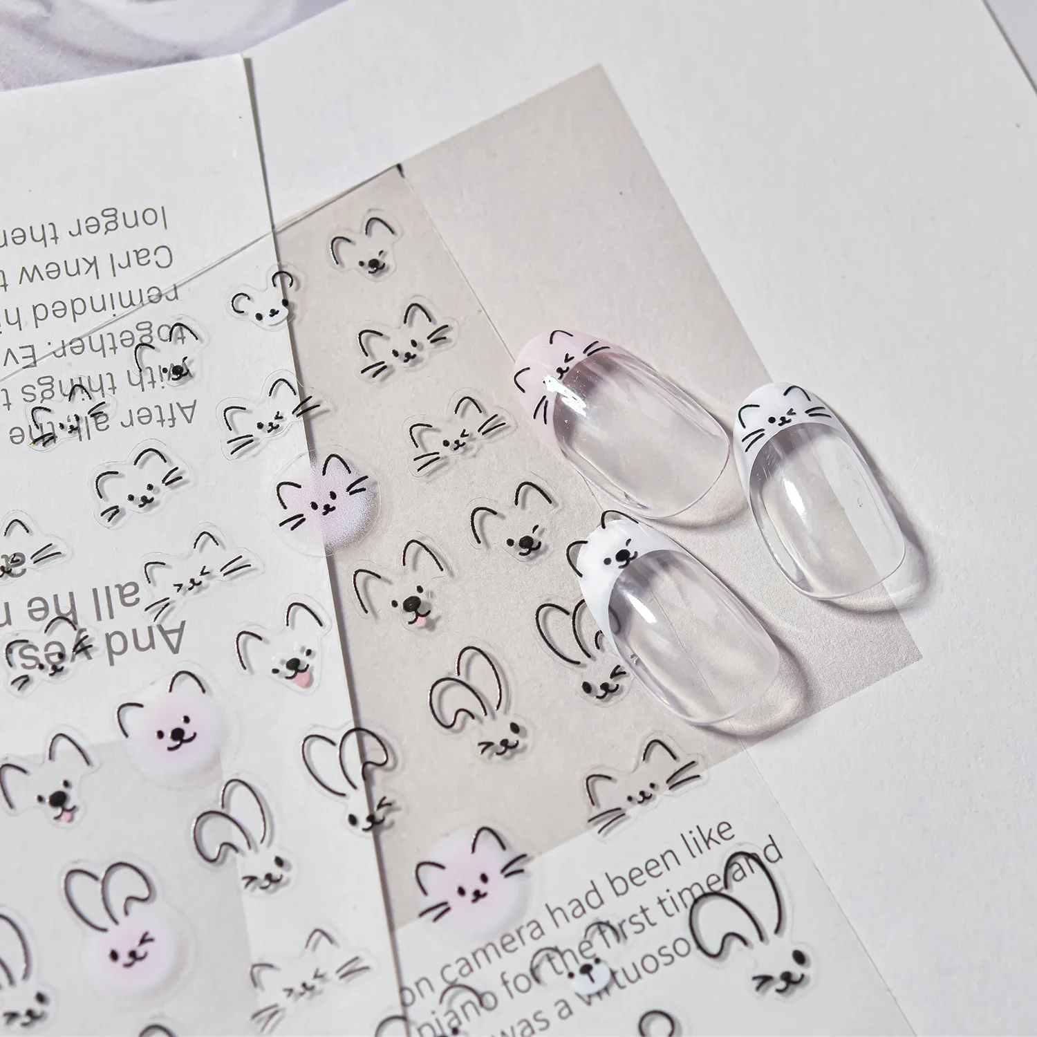 1PC Nero Linea Semplice Gatto Espressioni Facciali Nail Art Sticker Cartoon Cute Lucky Cat Nail Decalcomanie Modello Animale Unghie Forniture * ^