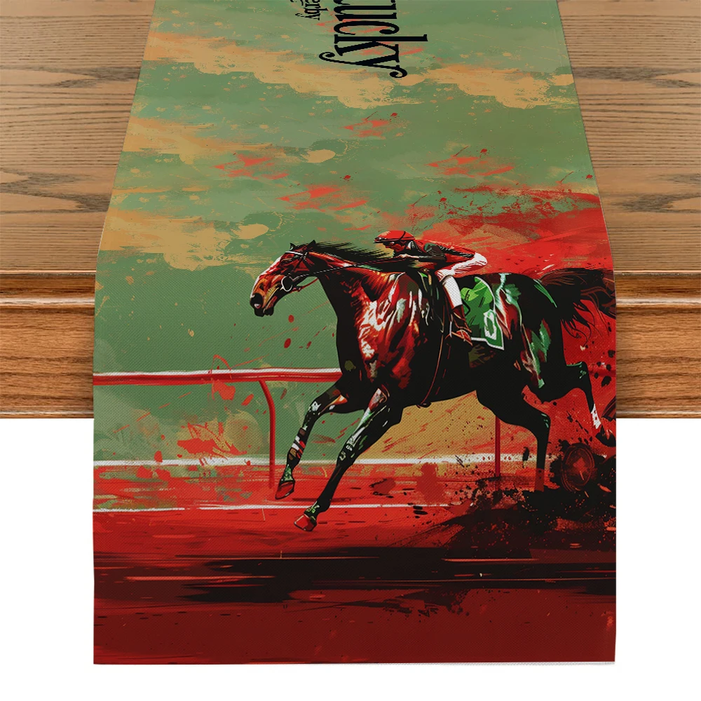 Horse Racing Horse Rider Race Waves Table Runners Dresser Table Decor Washable Kitchen Dining Coffee Table Runner Party Decor