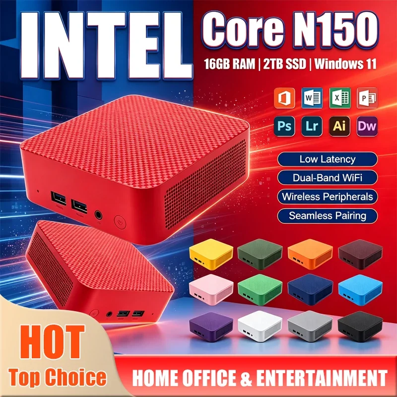 2026 Multi-purpose Mini PC Portable Mini PC Intel Core N150 16GB RAM 1TB 2048GB SSD Gaming Computer WiFi6 Desktop PC