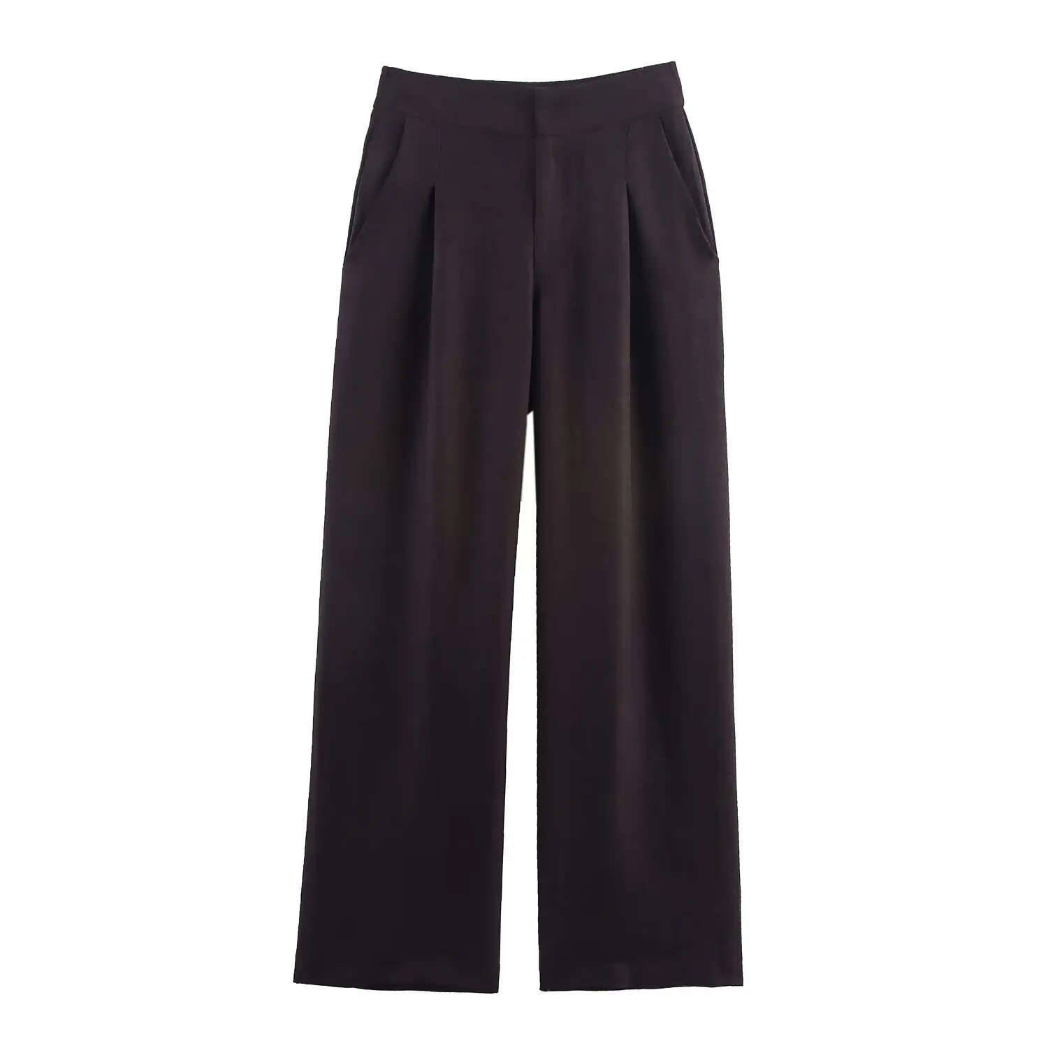 HH Vrouwen Elegante Effen Broek Pak Revers Dubbele Riem Ontwerp Mouwloos Vest + Zakken Rits Knop Rechte Geplooide Lange Broek