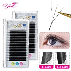 Yelix 3D W Shape Automatic Flowering Premade Fans Eyelash Extensions Natural Soft Individual Lashes Full Dense L LU Curl