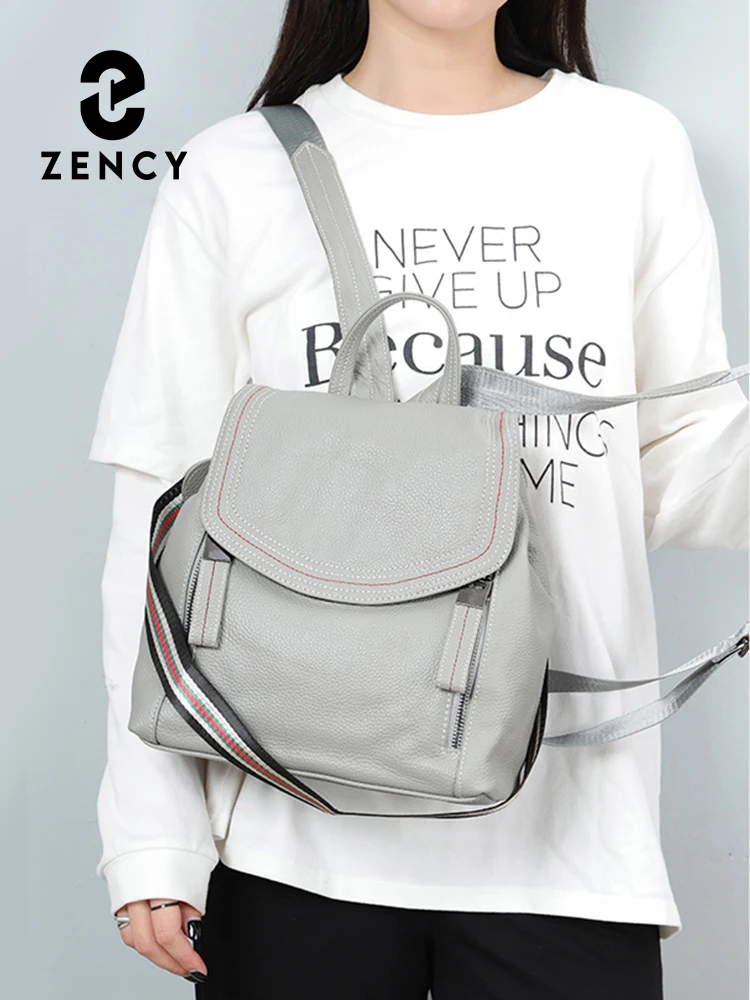 Zency Genuine Leather Women\'s Backpack Fashion Designer Small Satchel Lightweight Female Shopper Shoulder Bags Girls School Bag