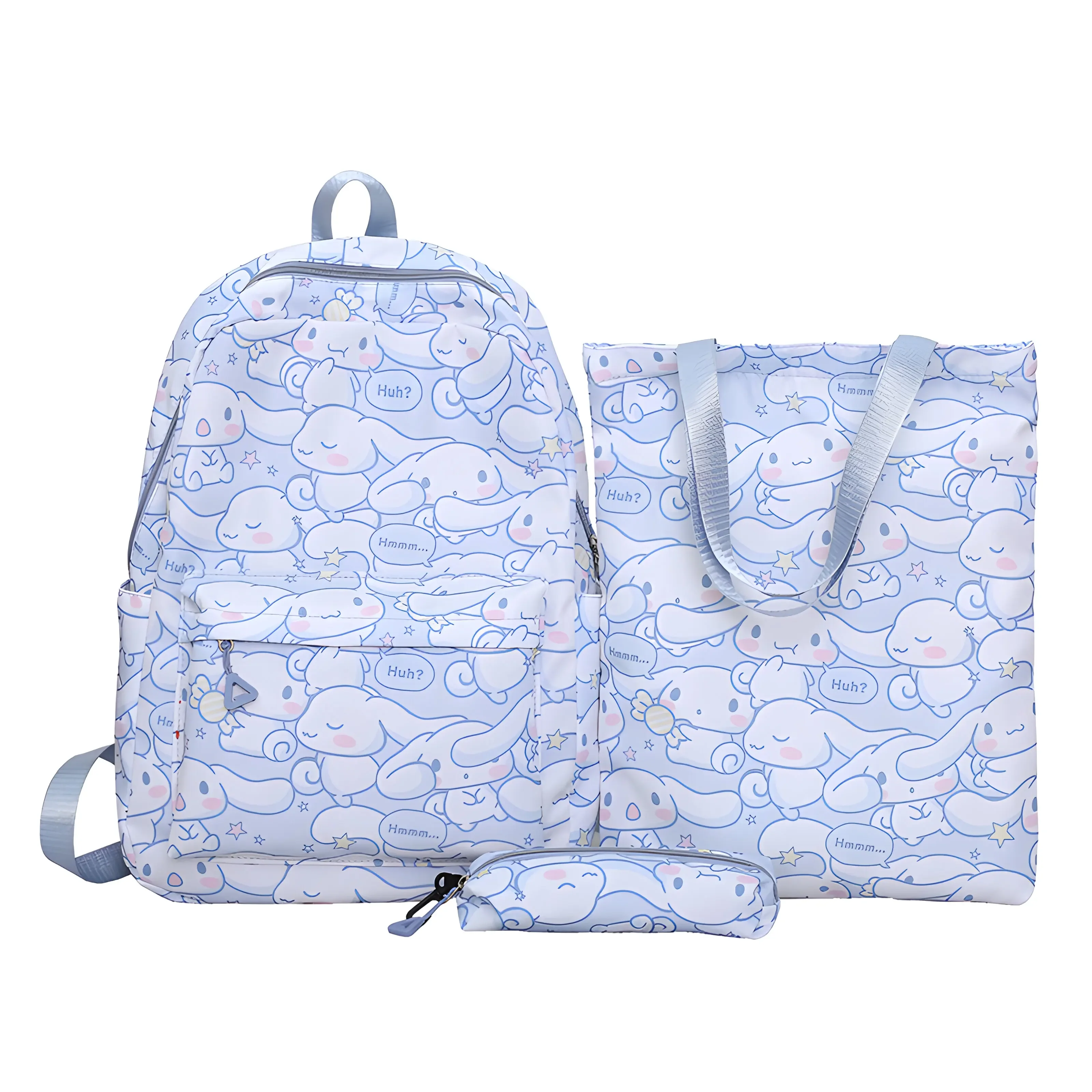 3pcs Cinnamoroll Hello Kitty Sanrio Backpack Set, Kuromi Tote Shoulder Handbag, Casual Outdoor Daypack with Pencil Bag