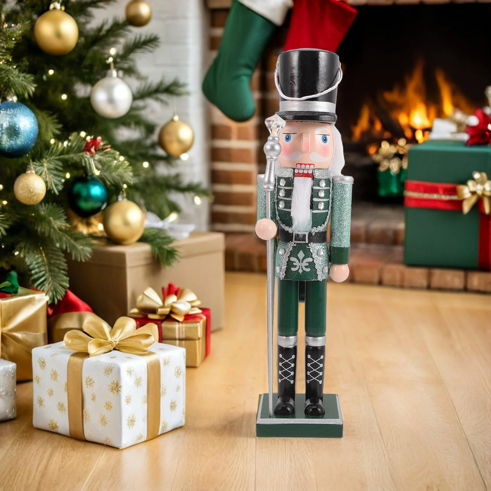 

Nutcracker Christmas Decor Wooden Nutcracker 38Cm Traditional Soldier Puppet for Christmas Tabletop Holiday Display