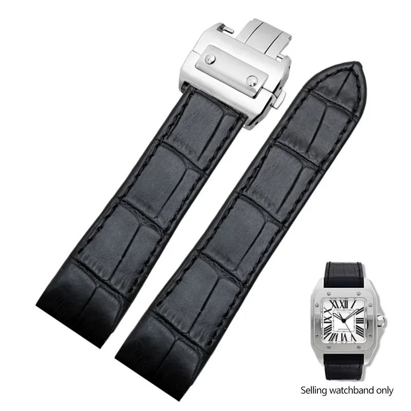 

Genuine Leather Watchband for Cartier Santos 100 Watch Band Men Women Santos Glue Head Belt Folding Watch Strap 23mm