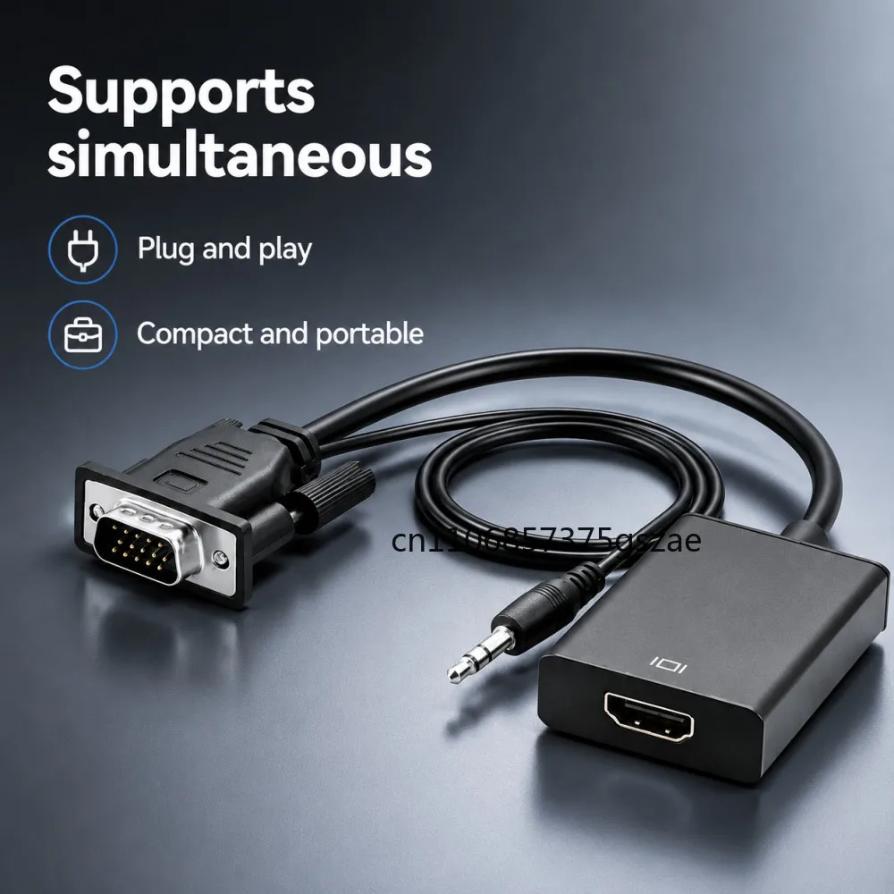 VGA TO HD Converter VGA Input HDMI-compatible Output High-definition Audio Video Cable Adapter for Computer Laptop TV Projector