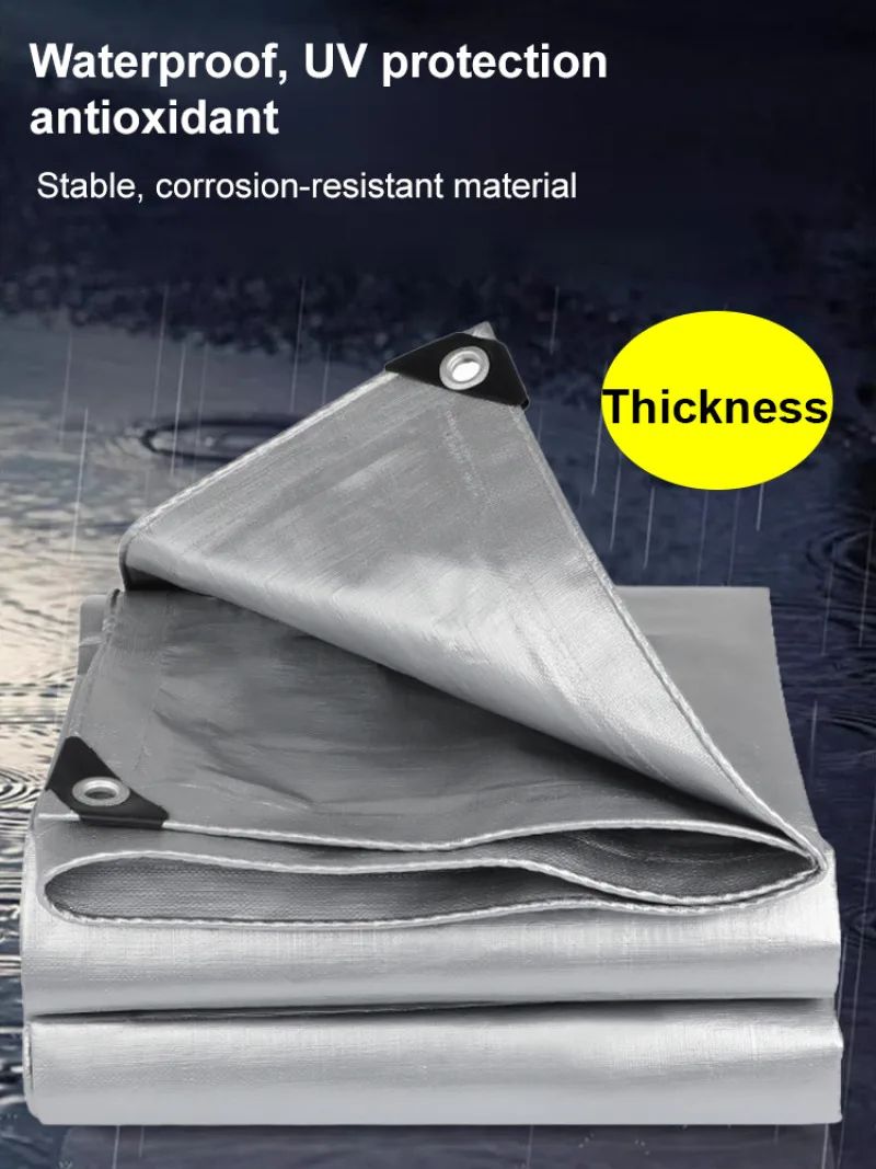 Thickened Double Silver Plastic Tarpaulin Waterproof Sun Resistant Outdoor Awning Cloth Wearproof Truck Canopy For Cargo Shading
