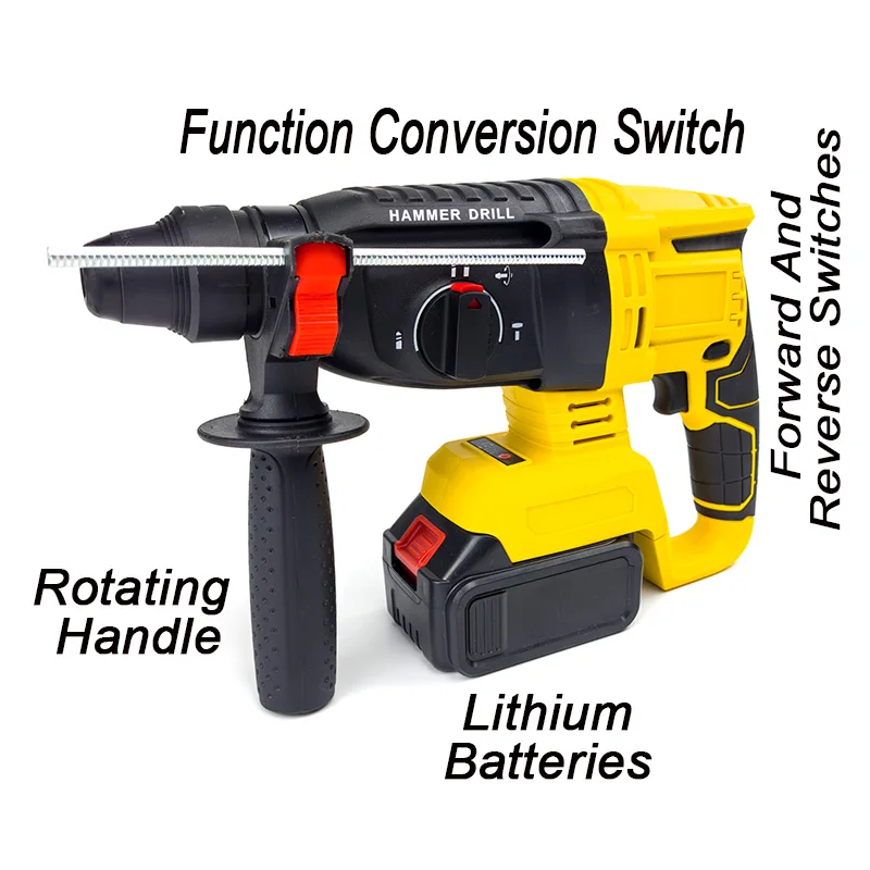 26MM Brushless Electric Hammer Drill Multifunctional Rotary Cordless Rechargeable Power Tools For 21V Battery Fast logistics