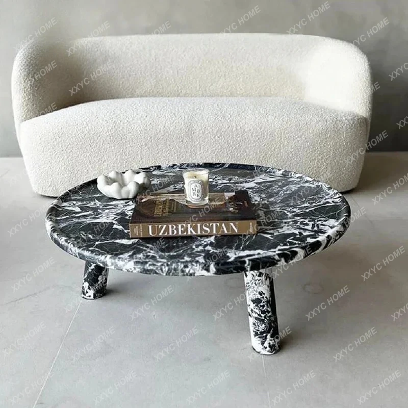 

A Italian Minimalist High-end Natural Marble Coffee Table Modern Light Luxury High-end Living Room Creative Side Table