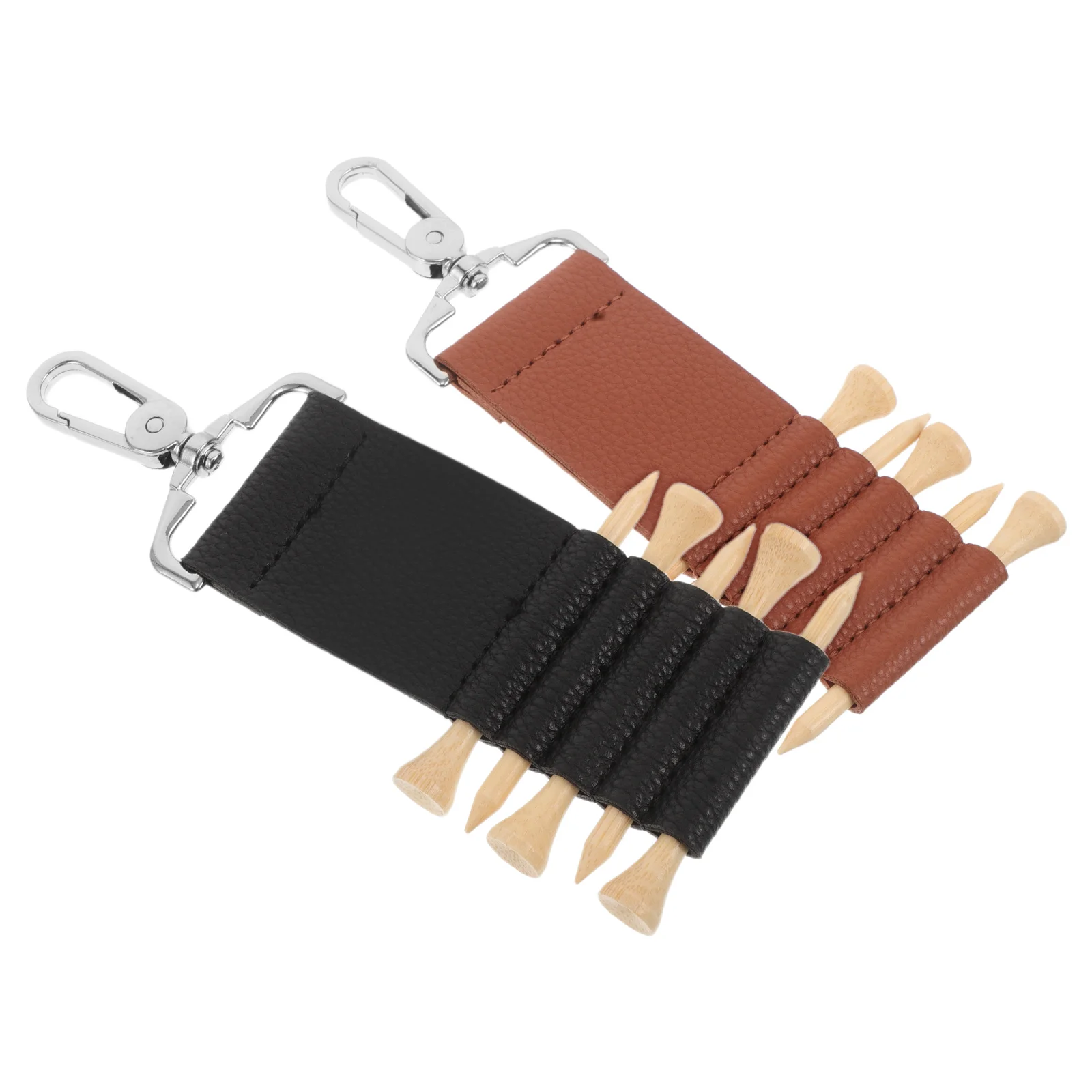 

2 Pcs Golf Nail Clips Tee Portable Pouch Tees Keychain Accessories Ball Carrier Pu Storage Organizer Travel