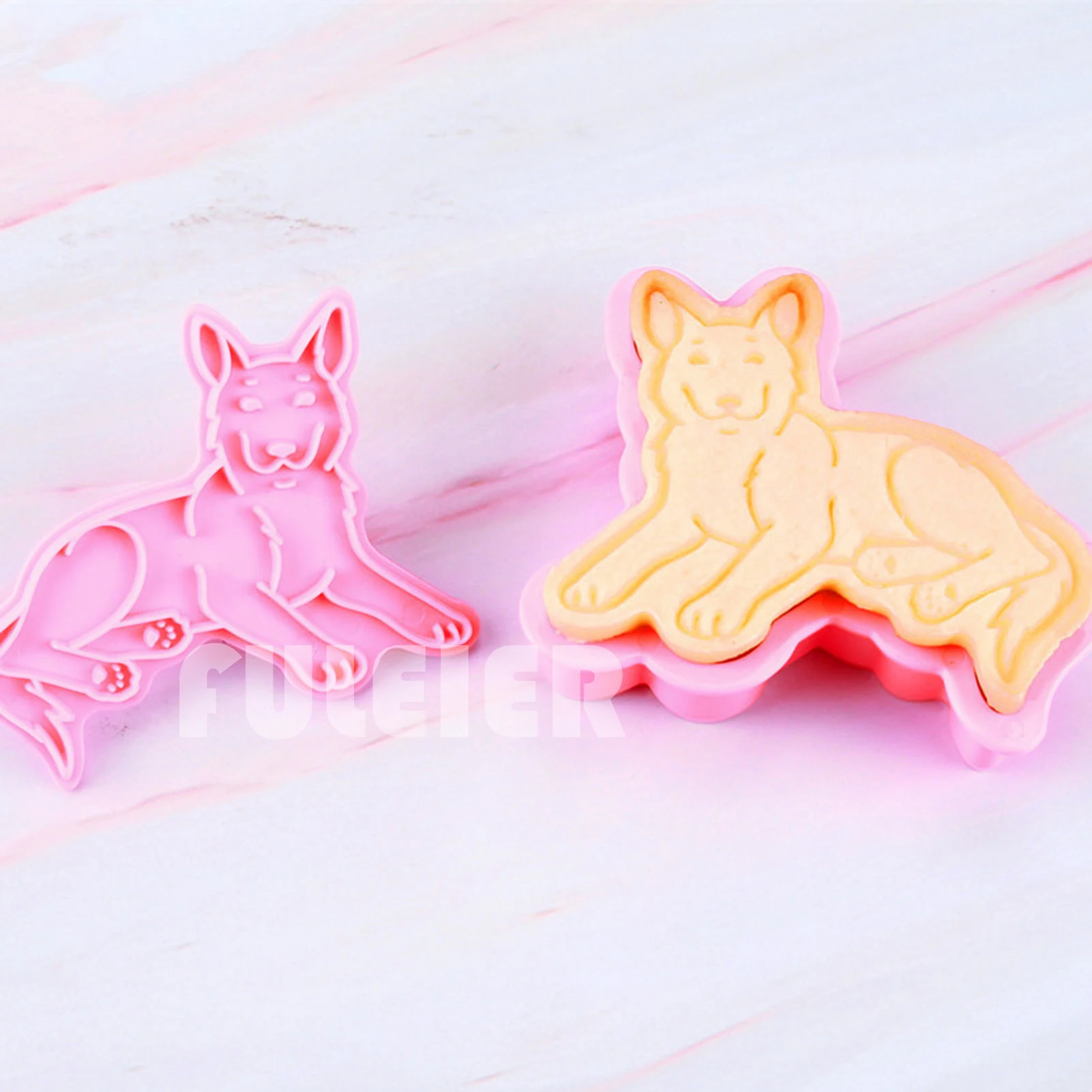 6Pcs/set Dog shape Cookies Cutters Biscuit Mold Plastic Cartoon Cookie Stamp Baking Pastry Cookie Mold