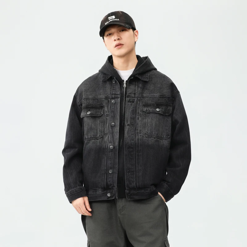 

American High-End adient Waed Denim Jaet Men's Loose Large Size Workwear Jaet Autumn Trend Brand Youth ular Cotton...