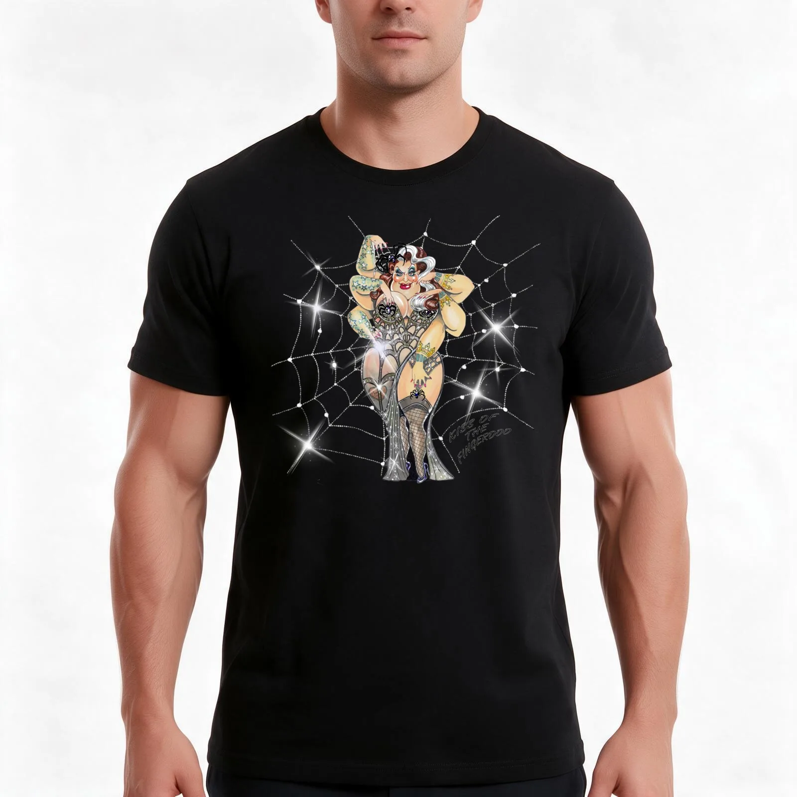 Kiss of the Fingerdoo by Denise Gjernoe T-Shirt Summer Casual Cotton Tee Oversized Streetwear Tops Vintage Graphic Print