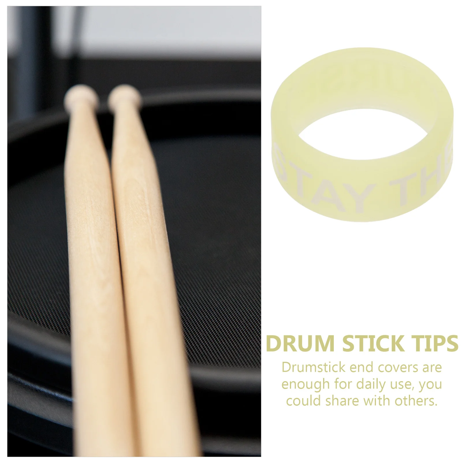 

10pcs Night Glow Drumstick Rings Luminous Silicone Tips For Drum Practice Anti-Slip Ends Glowing Caps Music Instrument