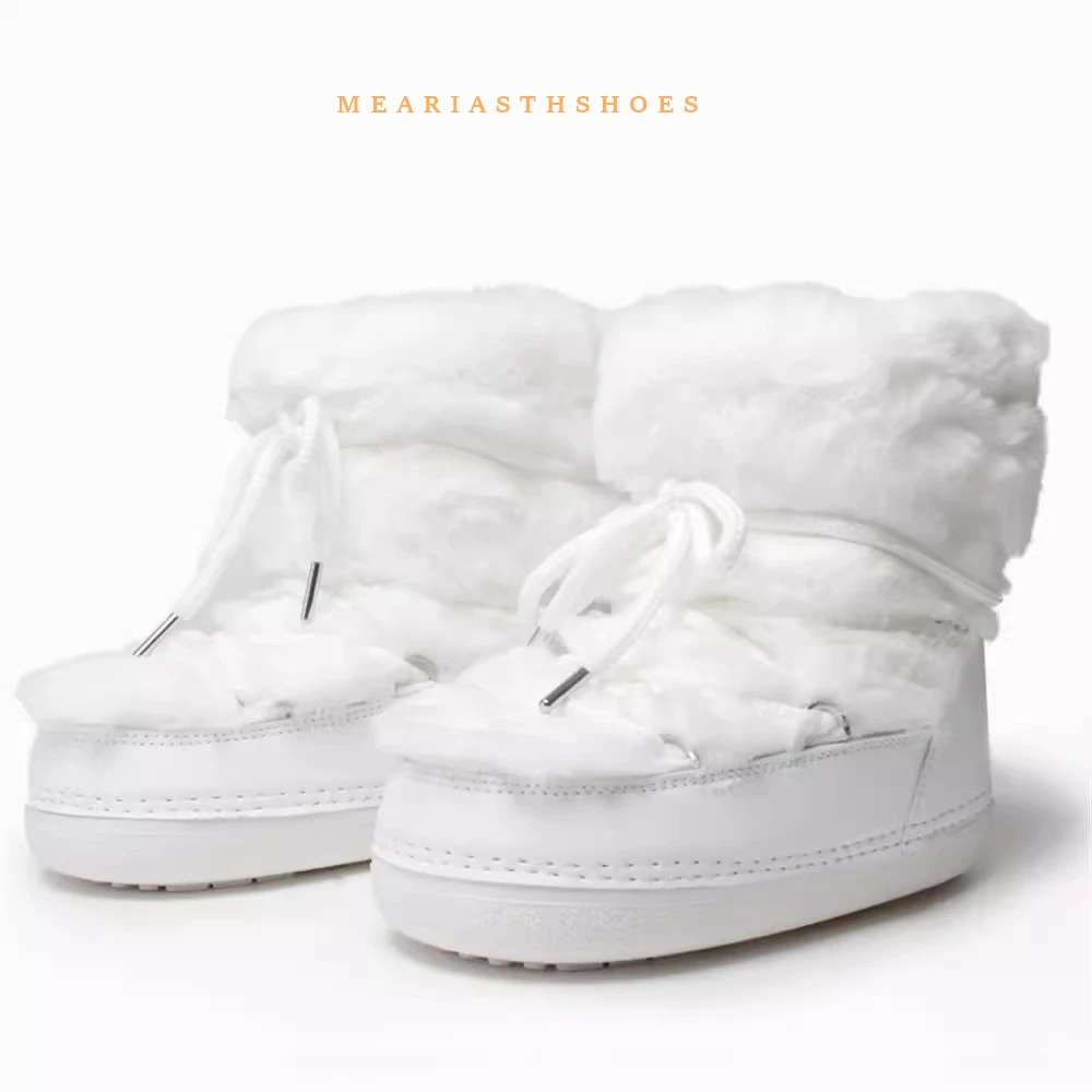 

Winter Boots Size 36-41 Women Snow Boots Mid-calf Waterproof Anti-Skid Thermal Platform Boots for Cold Weather Warm Plush Lined