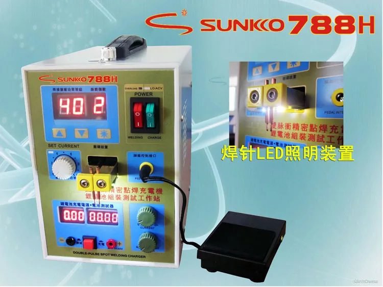 

SUNKKO 788H Battery Spot Welder Welding Machine Double Pulse Precision Spot Welder Lithium Battery Test Battery Charging