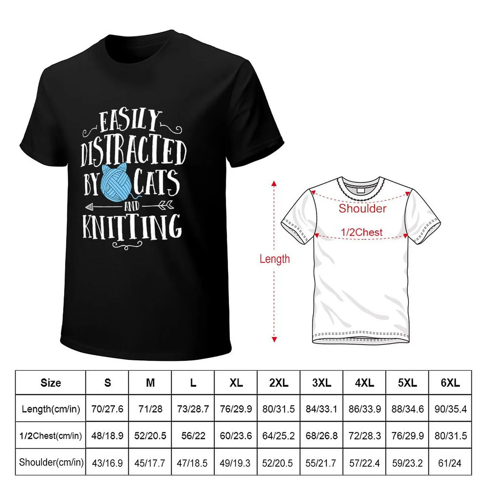 Easy Distracted By Cats And Knitting T-Shirt blanks summer tops anime shirts men