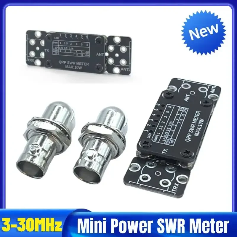 Mini Power SWR Meter 3-30MHz HF Short Wave Standing Wave Meter 12W HF Shortwave Power SWR Meter SWR PWR Meter for HAM Radio