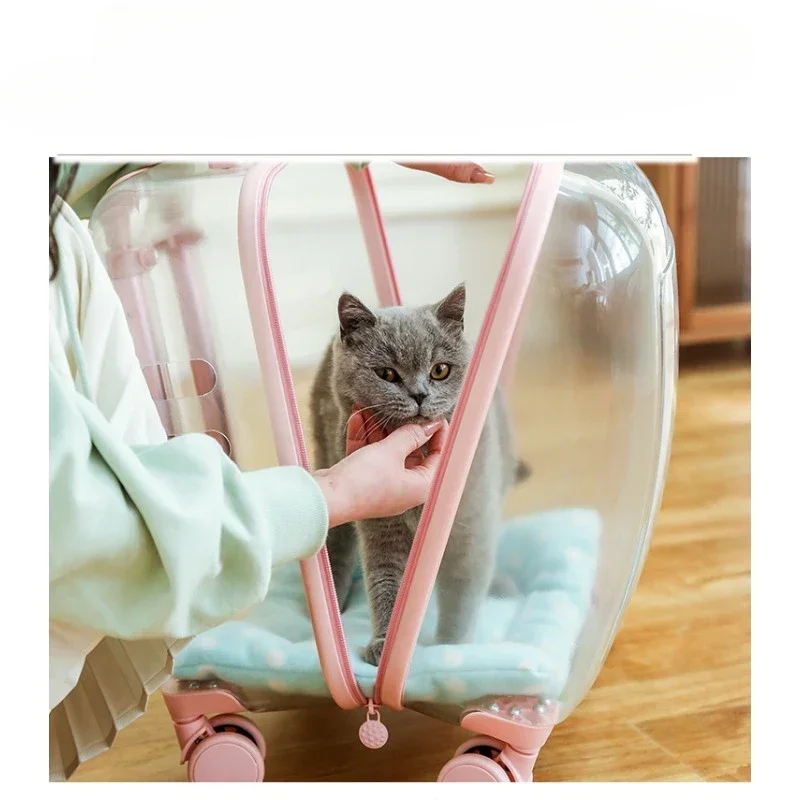 Pet Suitcase Fully Transparent Portable Dog and Cat Luggage of Going Out Space Bag for Air Transport Pet Cage Breathable Handbag