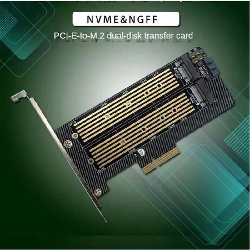Reliable-M.2 Nvme NGFF SSD To PCIE X4 X8 X16 Card Slot SATA Dual Disk Adapter Expansion Card Supports Mkey Bkey Wiring Nvme To U