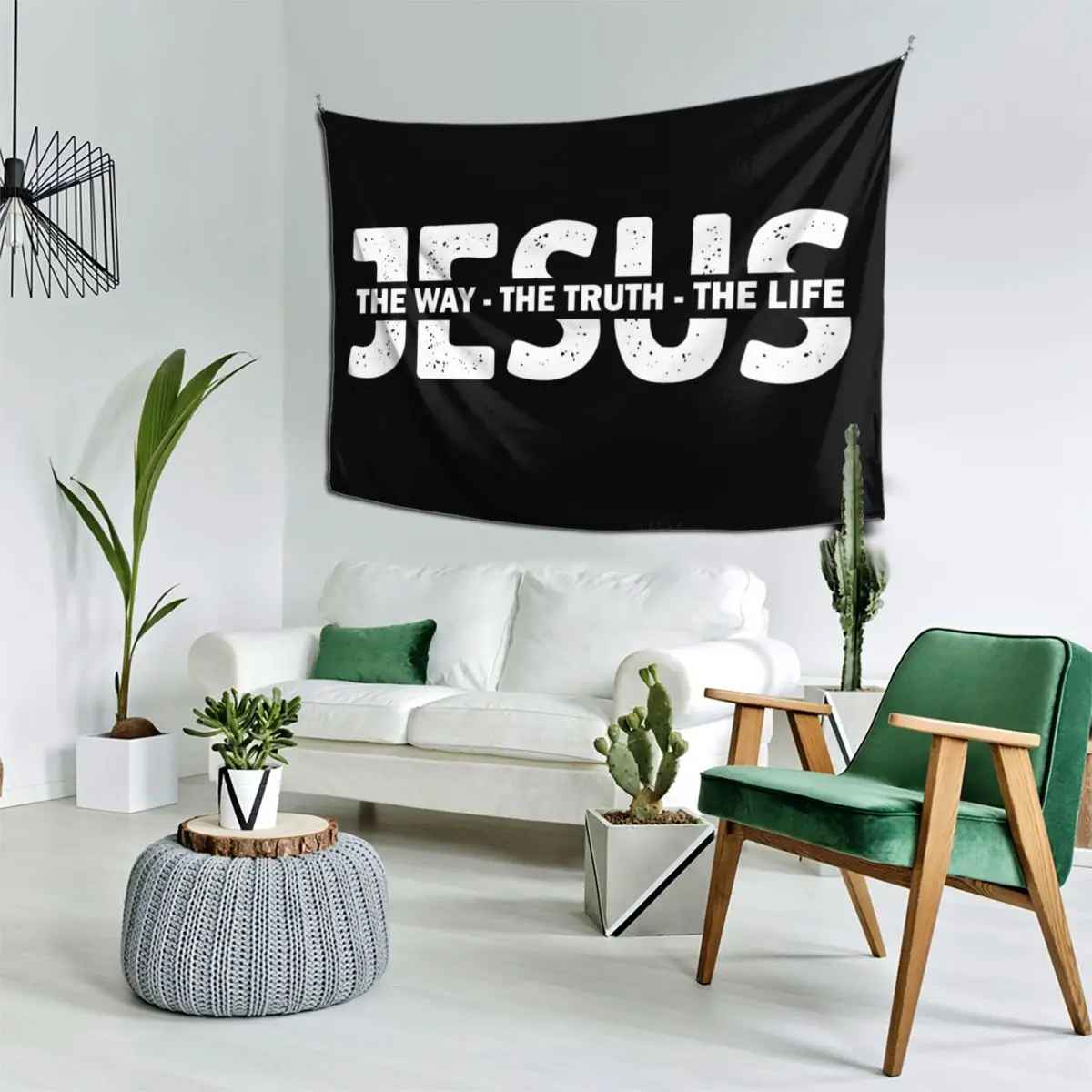 Jesus The Way The Truth The Life | Faith Christian Aesthetic Tapestry Hanging Wall Home Decorating Tapestry