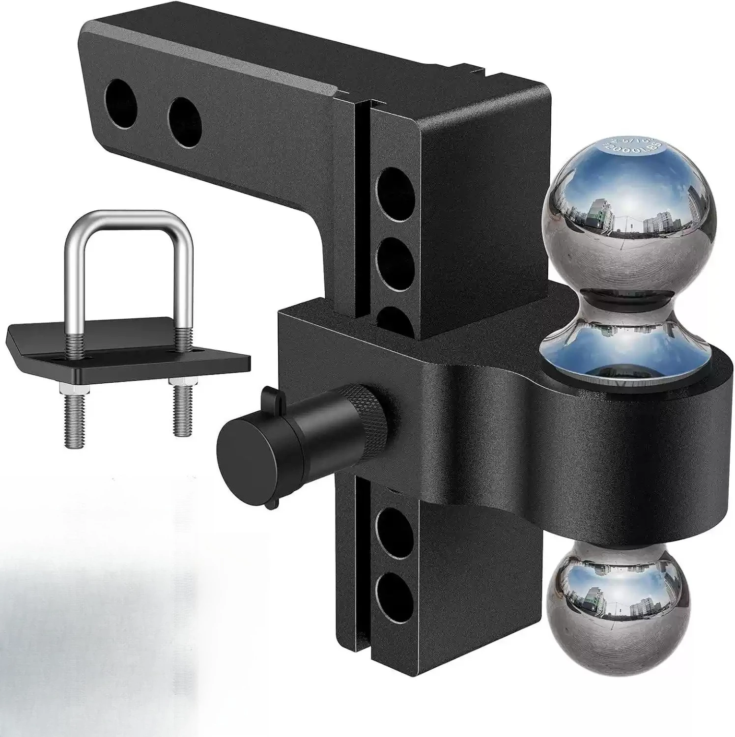 1pcs Heavy Duty Adjustable Trailer Hitch Dual Ball Mount Trailer Towing Ball For Vehicle Cargo Trailer Hauling