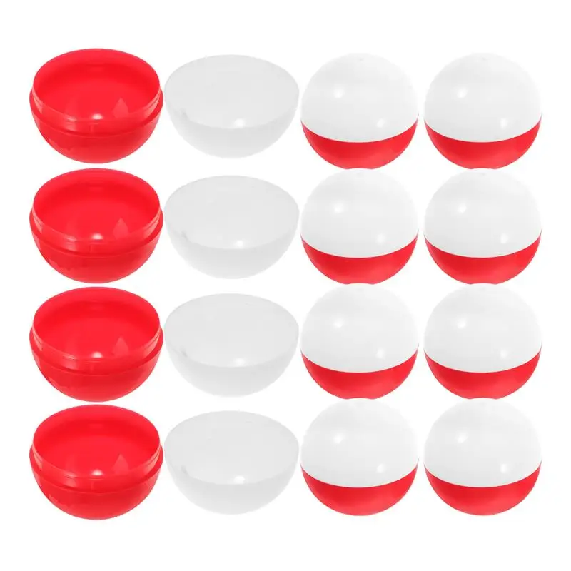 

50Pcs Empty Ball Capsules Empty Plastic Candy Balls Colored Round Capsules Plastic Gumball Capsules Red White