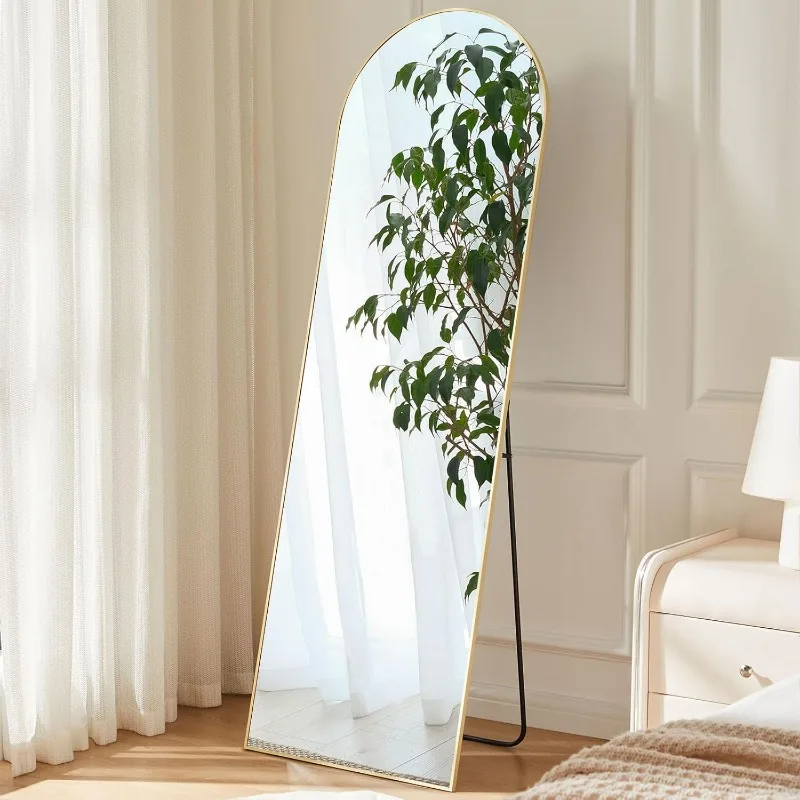 

59"x16" Arched Full Length Mirror Full Body Floor Mirror Standing Hanging or Leaning Wall Mirror with Stand Aluminum Alloy